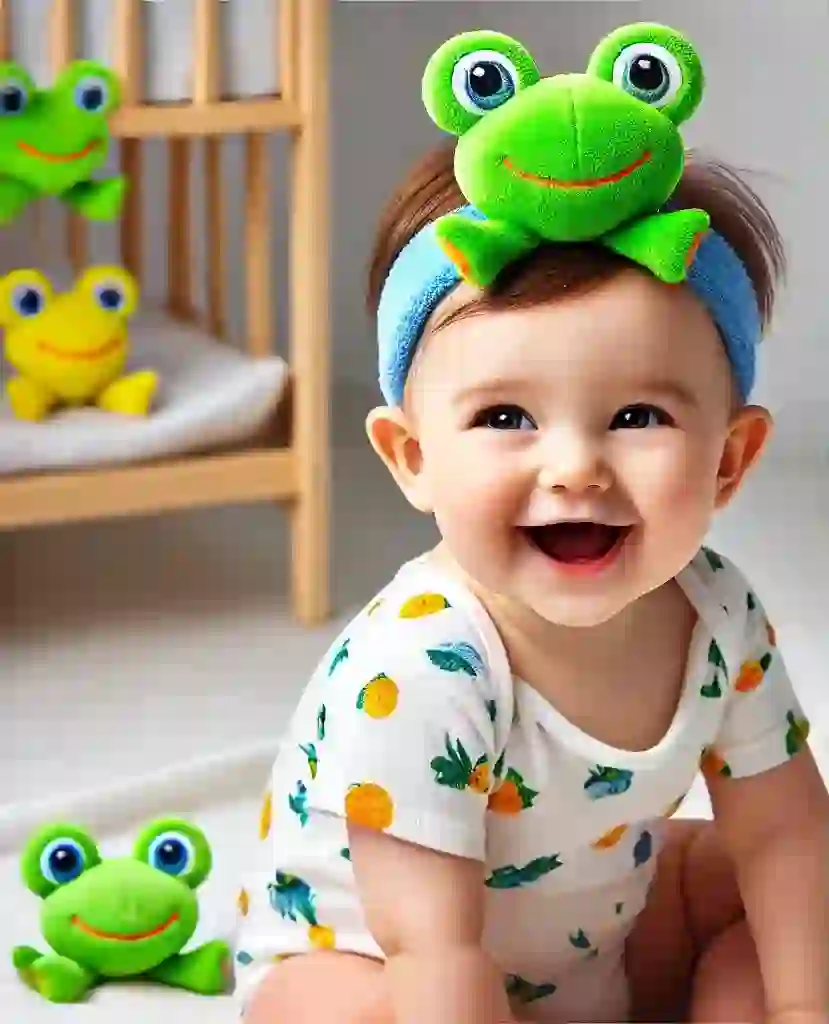 Frog-Themed Baby Headband with Plush Frog Toy